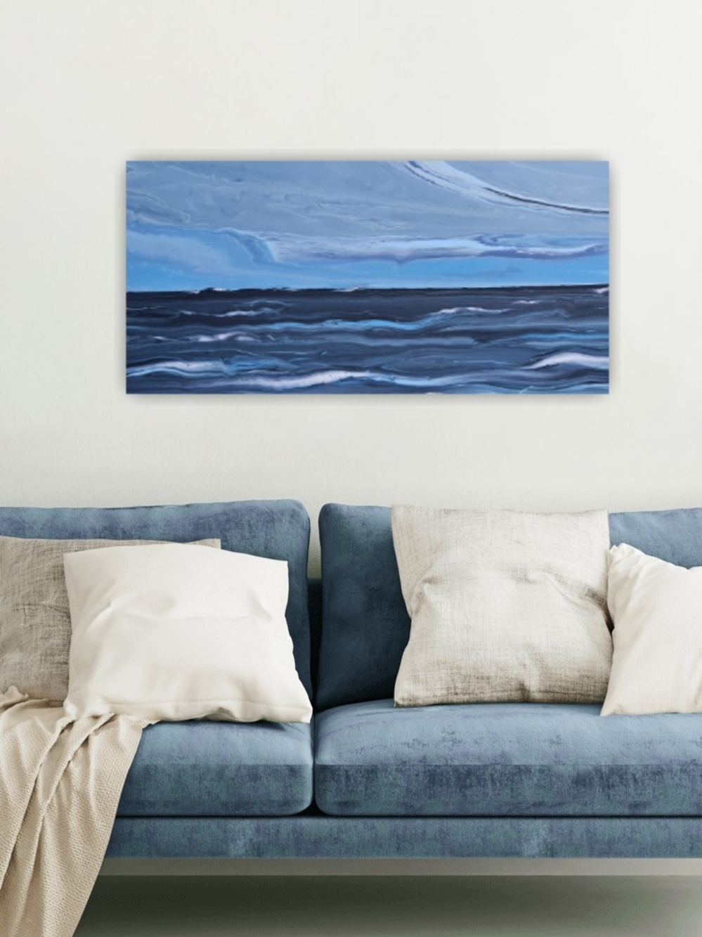 Blue Ocean Abstract Canvas Wall Art by